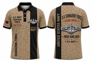 U.S. Navy Submarine Force Silent Service Silver Dolphins Polo Shirt TT1508PK10