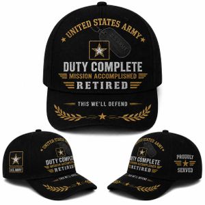 US Army Retired Duty Complete Mission Accomplished Veteran Baseball Cap TT1808PK07