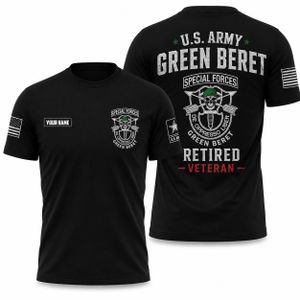 Custom Name US Army Green Beret Special Forces Retired Veteran 3D T-Shirt TT1908PK06