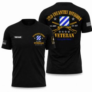 Custom Name US Army 3rd Infantry Division Veteran 3D T-Shirt TT1908PK09