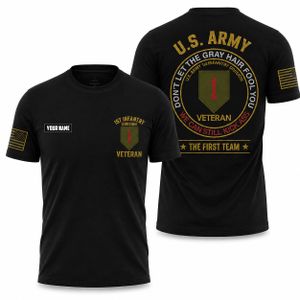 Custom Name US Army 1st Infantry Division Veteran 3D T-Shirt TT1908PK10
