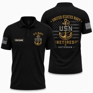 Custom Name US Navy Retired Veteran Polo Shirt TT1908PK13