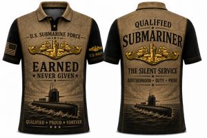 US Navy Submarine Force Earned Never Given Qualified Submariner Polo Shirt TT2008PK03
