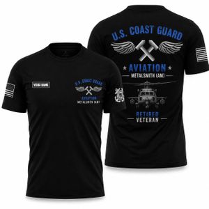 Custom Name US Coast Guard Aviation Metalsmith AM Retired Veteran 3D T-Shirt TT2108PK14