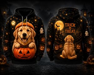 Golden Retriever Trick Or Treat Cute Dog Halloween 3D Hoodie TT0109PK08