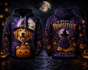 Golden Retriever Stay Pawsitive Life Is Better With A Golden Halloween 3D Hoodie TT0109PK09