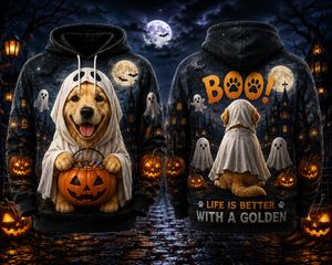 Golden Retriever Boo Life Is Better With A Golden Halloween 3D Hoodie TT0109PK10