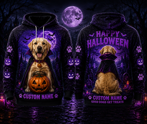 Custom Name Labrador Retriever Happy Halloween Good Dogs Get Treats 3D Hoodie TT0109PK12