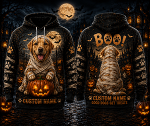 Custom Name Labrador Retriever Good Dogs Get Treats Halloween 3D Hoodie TT0209PK07