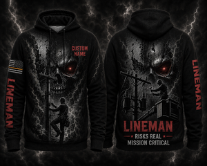 Custom Name Lineman Halloween Risk Is Real 3D Hoodie TT0409PK02