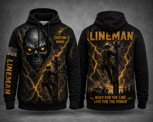 Custom Name Lineman Skull Halloween 3D Hoodie TT0409PK03