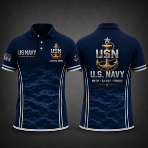Custom Name US Navy Chief Anchor Deep Silent Proud Polo Shirt TT0409PK06