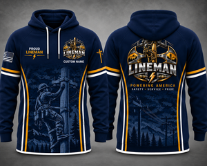 Proud Lineman Powering America Custom Name 3D Hoodie TT0909PK04
