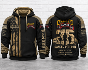 Custom Name 75th Ranger Regiment Veteran 3D Hoodie TT1409PK01