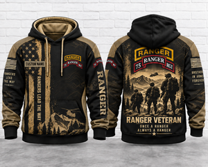 Custom Name 75th Ranger Regiment Veteran 3D Hoodie TT1409PK02