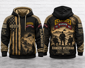 Custom Name 75th Ranger Regiment Veteran 3D Hoodie TT1409PK03