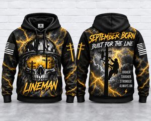 September Born Lineman 3D Hoodie - Built For The Line TT1609PK03