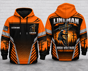 Personalized Lineman High Voltage High Standard 3D Hoodie TT2109PK01