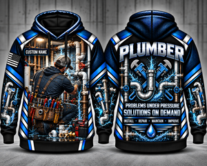 Custom Name Plumber Problems Under Pressure Solutions On Demand 3D Hoodie TT2509PK03
