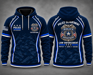Custom Name Police Department Law Enforcement 3D Hoodie - Protect Serve Defend TT0210PK06