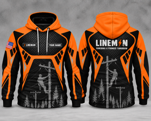 Lineman Powering A Stronger Tomorrow Custom Name 3D Hoodie TT0310PK04