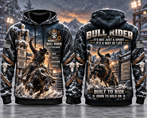 Personalized Bull Rider Winter Built To Ride Born To Hold On 3D Hoodie TT0610PK02