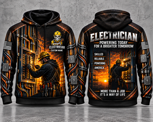 Electrician Powering Today Custom Name 3D Hoodie TT0710PK02