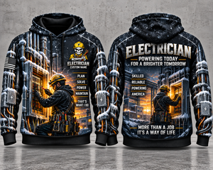 Electrician Winter Power Custom Name 3D Hoodie TT0710PK03