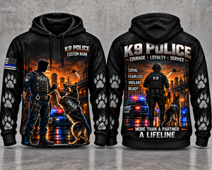K9 Police Custom Name 3D Hoodie - Courage Loyalty Service - More Than a Partner, A Lifeline TT0710PK04