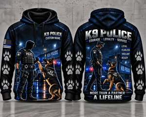 K9 Police Custom Name 3D Hoodie - Courage Loyalty Service - More Than a Partner, A Lifeline TT0710PK05