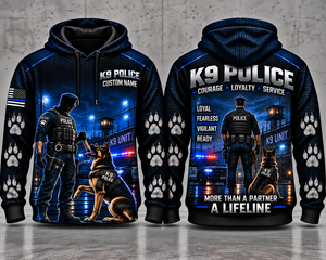 K9 Police Custom Name 3D Hoodie - Courage Loyalty Service - More Than a Partner, A Lifeline TT0710PK06