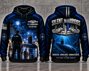 US Navy Submariner Silent Warriors Custom Name 3D Hoodie - Unseen Unheard Unmatched TT0810PK03