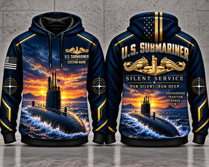 US Navy Submariner Silent Service Custom Name 3D Hoodie - Run Silent Run Deep TT0810PK04