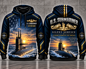 US Navy Submariner Strength Beneath the Surface Custom Name 3D Hoodie - Silent Service TT0810PK05
