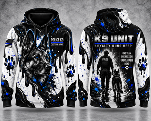 Police K9 Unit Loyalty Runs Deep Custom Name 3D Hoodie - German Shepherd Thin Blue Line TT0910PK01