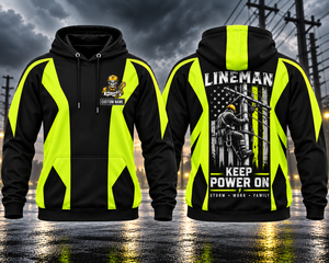 Lineman Keep Power On Custom Name 3D Hoodie TT1010PK01