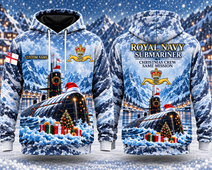 Royal Navy Submariner Christmas 3D Hoodie - Custom Name Gift TT1210PK02