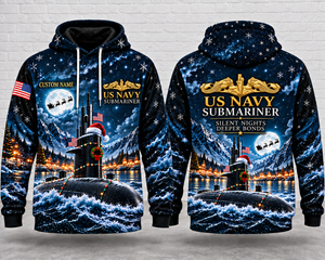 US Navy Submariner Christmas Custom Name 3D Hoodie - Silent Nights Deeper Bonds TT1310PK01