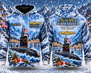 US Navy Submariner Christmas Custom Name 3D Hoodie - Christmas Crew Same Mission TT1310PK02