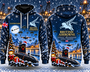 British Airborne Pegasus Christmas Custom Name 3D Hoodie - Courage Brotherhood Always Airborne TT1310PK06