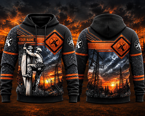 Personalized Lineman 3D Hoodie - Custom Name Powerline Worker Lightning Design TT1910PK02