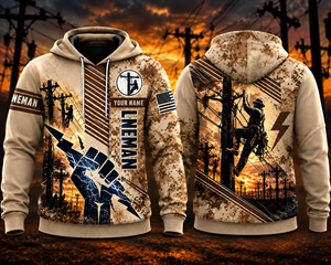 Lineman 3D Hoodie - American Flag Desert Camo Limited Edition TT1910PK03