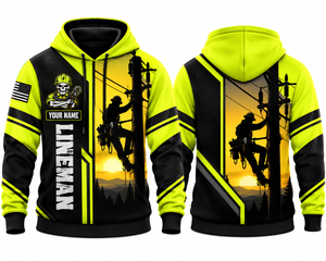 Personalized Lineman 3D Hoodie - High Visibility Sunset Edition TT2010PK01