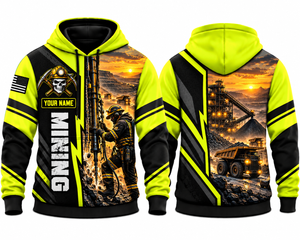Personalized Mining 3D Hoodie - Rock Drilling & Heavy Equipment Edition TT2110PK03