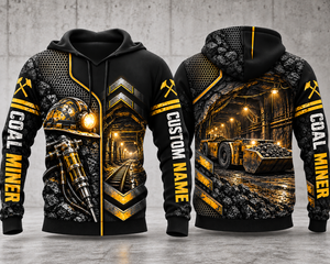 Personalized Underground Coal Miner 3D Hoodie - Coal Mining Equipment All Over Print Hoodie TT2710PK03