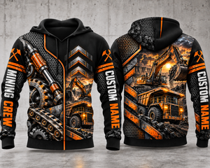 Personalized Heavy Mining Equipment 3D Hoodie - Excavator & Haul Truck Mining Crew Hoodie TT2710PK04