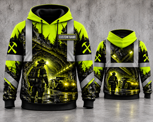 Personalized Underground Miner Hi Vis 3D Hoodie - Custom Name Mining Workwear TT2810PK01