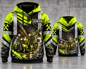 Personalized Underground Mining Jumbo Drill 3D Hoodie - Custom Name Hard Rock Miner TT2810PK02