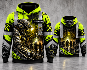 Personalized Underground Miner 3D Hoodie - Custom Name Hard Rock Mining Edition TT2810PK03