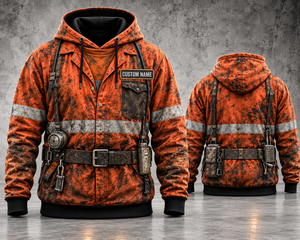 Personalized Underground Miner Orange Safety 3D Hoodie - Custom Name Mining Workwear TT2910PK01